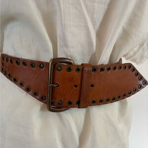 Vintage cognac Linea Pelle Leather corset Waist Belt, stunning!